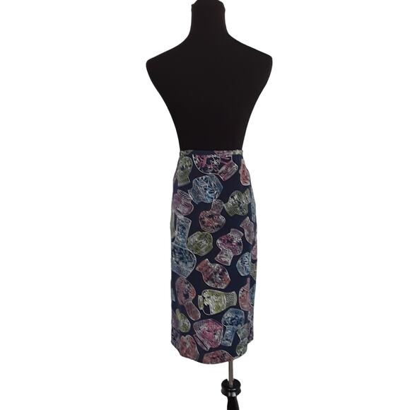 Diane Von Furstenberg Wrap Skirt 100% Silk Midi Pencil Skirt Cloisonné S Vintage - Picture 5 of 11